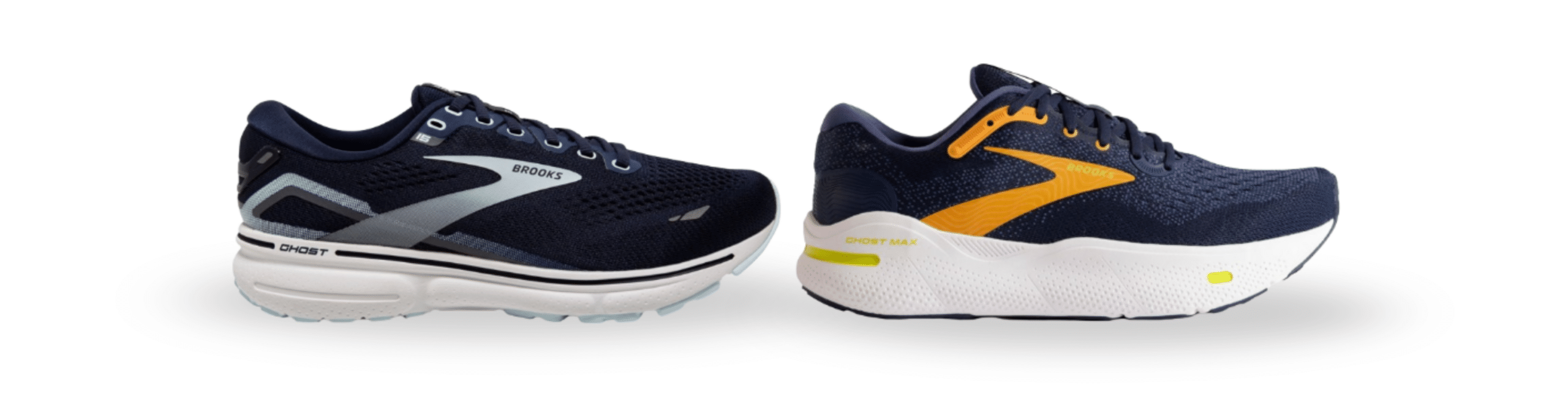 Detalle de la mediasuela de Brooks Ghost Max frente a Ghost 15