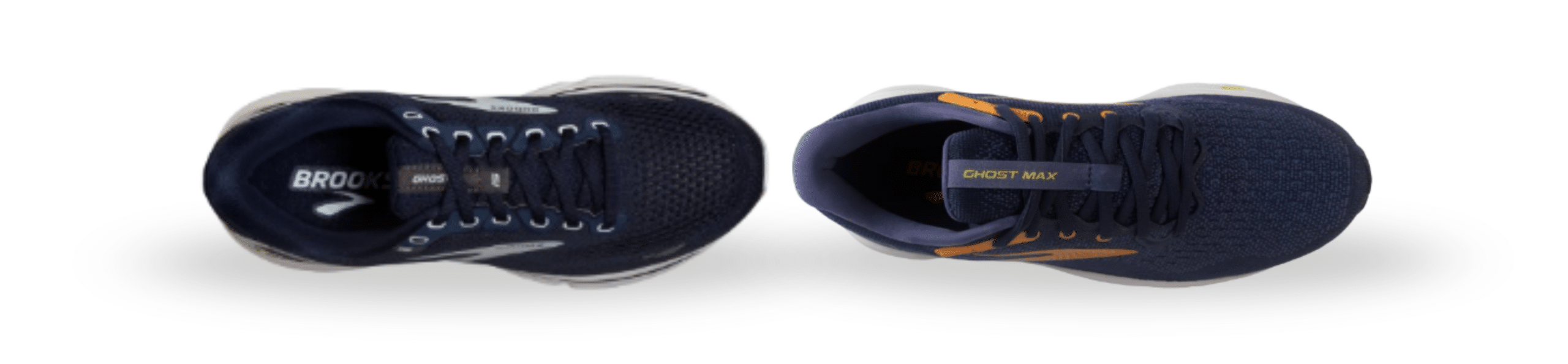 Vista del upper de las zapatillas Brooks Ghost Max y Ghost 15